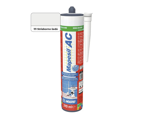 Mapei Mapesil AC sanitárny silikón kartuša 310 mililitrov v striebro-šedej farbe pre obklady a sanitárne priestory