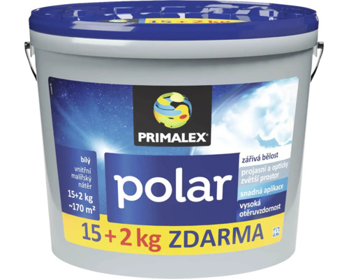Vedro s vnútornou maliarskou farbou Primalex Polar, biela, 17 kilogramov výhodné balenie