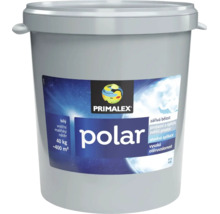 Vedro vnutorneho maliarskeho nateru Primalex Polar s hmotnostou 40 kilogramov na biele natery stien