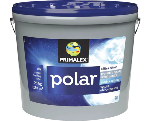 Vedro s bielou vnutornou maliarskou farbou Primalex Polar s hmotnostou 25 kilogramov