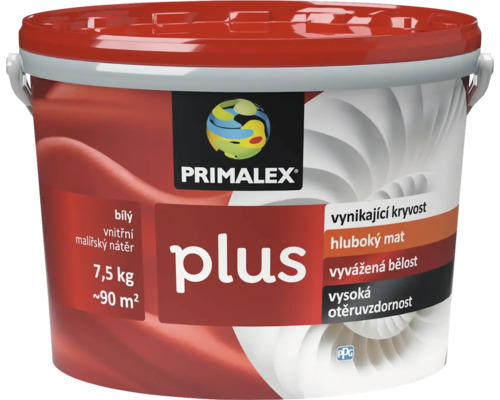 Primalex Plus vnútorný maliarsky náter, biely, 7,5 kg vedro na približne 90 metrov štvorcových, logo PPG
