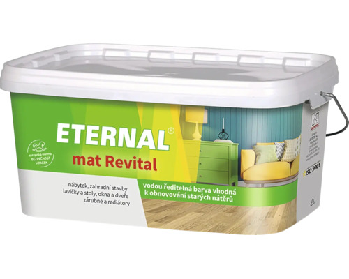 Plastové vedro s farbou Eternal Mat Revital pre interiér aj exteriér
