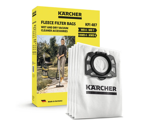 Kärcher flísové filtračné vrecká KFI 487 v súprave pre mokro suché vysávače Kärcher radu WD 4 až WD 7 a KWD 4 až KWD 6 v obale.
