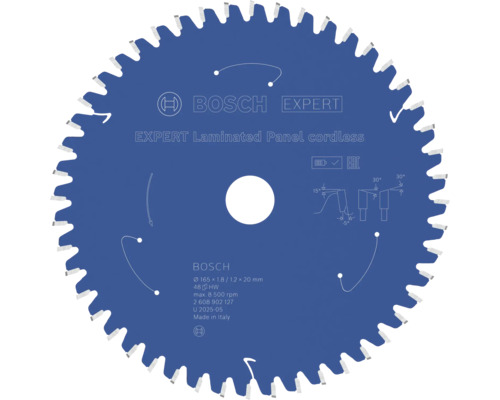 Pílový kotúč Bosch Expert Laminated Panel pre akumulátorové ručné píly 165 krát 1,8 krát 20 milimetrov so 48 zubami