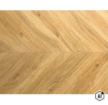 Laminátová podlaha s dekorom dubového dreva a vzorom rybia kosť (Image AI modified or generated)