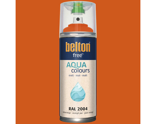 Sprejový lak Belton free Aqua v odtieni čistá oranžová matná RAL 2004