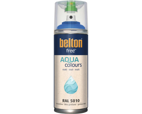 Sprejový lak Belton Free Aqua Colours matný v horcovo modrej RAL 5010 na dekoratívne nátery