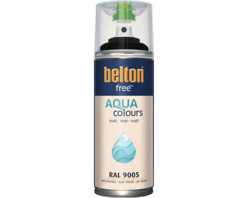 Sprejový lak Belton free Aqua Colours matný RAL 9005 hlboká čierna 400 mililitrov
