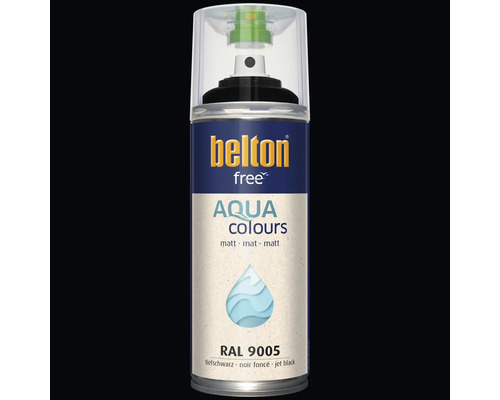 Sprejový lak Belton free Aqua Colours matný v odtieni RAL 9005 hlboká čierna