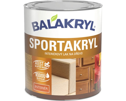 Plechovka s lakom na drevo Balakryl Sportakryl vhodným do interiéru a na detské hračky riediteľný vodou