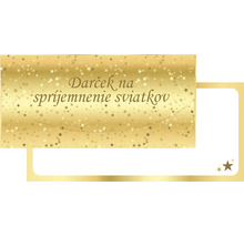 Darčeková poukážka so vzorom hviezd a slovenským nápisom na spríjemnenie sviatkov.