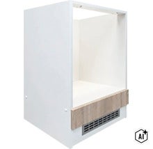 Skrinka na vstavanú rúru z dreveného materiálu s vetracou mriežkou (Image AI modified or generated)