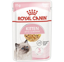 Royal Canin Kitten mokré krmivo pre mačiatka do dvanástich mesiacov v 85 gramovej kapsičke s kúskami v želé.
