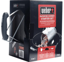 Sada Weber Rapidfire so zapalovacím komínom, dvoma kilogramami brikiet a tromi podpaľovačmi v predajnom balení.