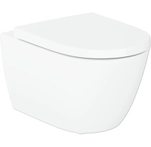 Závesné WC zo sanitárnej keramiky s toaletným sedadlom, moderný dizajn do kúpeľne.