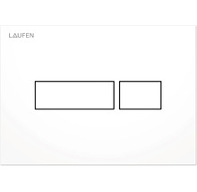 Logo Laufen a grafické znázornenie ovládacieho tlačidla WC