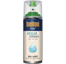 Sprejový lak Belton Free Aqua Colours v matnom listovo zelenom odtieni RAL 6002