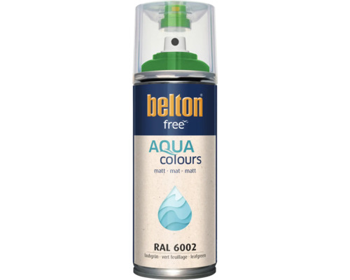 Sprejový lak Belton Free Aqua Colours v matnom listovo zelenom odtieni RAL 6002
