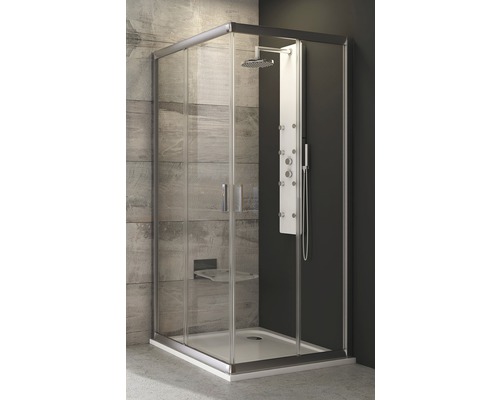 Sprchový kút RAVAK Blix BLRV2-80 satin+Transparent 190 cm 1LV40U00Z1 Sprchovací kút s hlavovou sprchou, sprchovacím panelom a sedadlom
