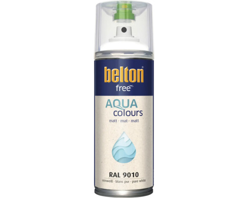 Sprejový lak Belton Free Aqua matný v čistej bielej farbe RAL 9010