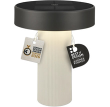 Moderná solárna stolová LED lampa s rebrovaným podstavcom a oceneniami German Design Award Winner 2026 a Best of Design Schöner Wohnen