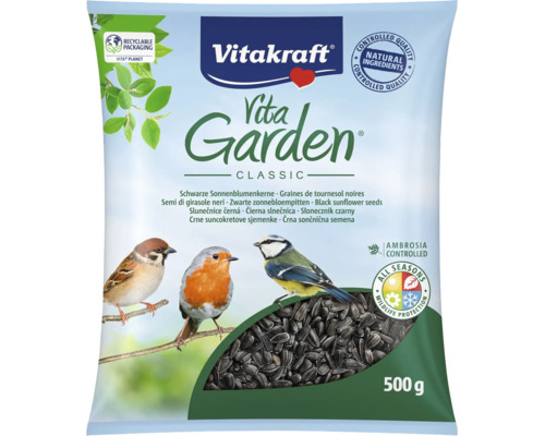 Vitakraft Vita Garden Classic čierne slnečnicové semená krmivo pre voľne žijúce vtáky 500 gramov