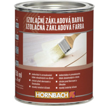 Izolačná základná farba na drevo HORNBACH v plechovke s objemom 750 mililitrov na prevenciu škvŕn a žltnutia.