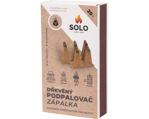 Drevený podpaľovač SOLO v balení po 20 kusoch pre krby, kachle, grily a kotly.