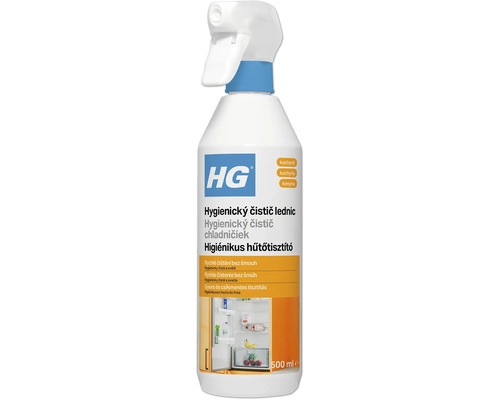 HG hygienický čistič chladničiek v rozprašovači s objemom 500 mililitrov na efektívne čistenie a údržbu chladničiek.