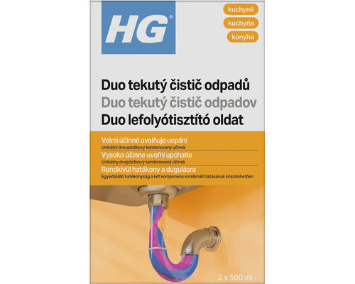 HG Duo tekutý čistič odpadov pre kuchyne 2 krát 500 mililitrov