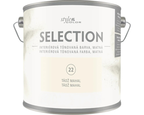 Plechovka interiérovej matnej tónovanej farby Style Color Selection v odtieni Tádž Mahal s označením 22