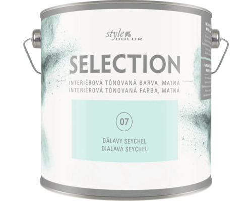 Matná interiérová farba Style Color Selection v odtieni Diaľava Seychel, 07, v plechovke s držadlom.