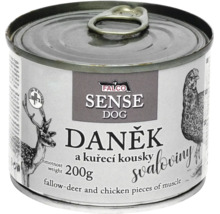 Konzerva Falco Sense Dog daniel a kuracie kúsky svaloviny, 200 gramov.