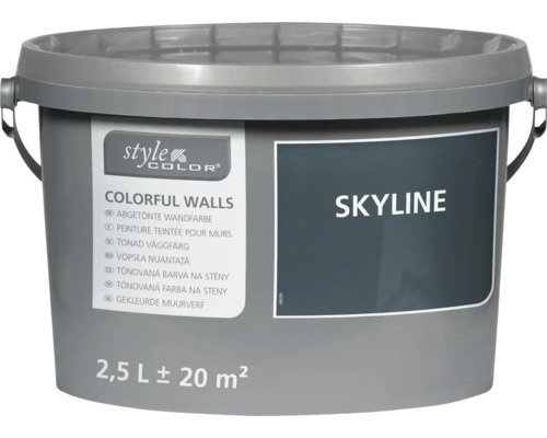 Tónovaná farba na steny StyleColor Skyline vo vedre s objemom 2,5 litra na 20 metrov štvorcových plochy.