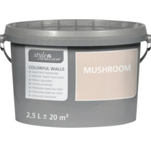 Plastové vedro s 2,5 litrami nástennej farby Style Color v odtieni Mushroom na 20 metrov štvorcových