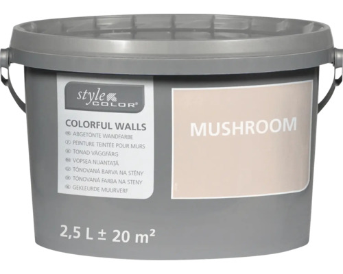 Plastové vedro s 2,5 litrami nástennej farby Style Color v odtieni Mushroom na 20 metrov štvorcových