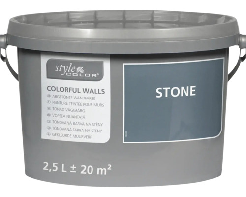 Vedro tónovanej farby na steny Style Color Colorful Walls odtieň Stone, objem 2,5 litra pre približne 20 metrov štvorcových.