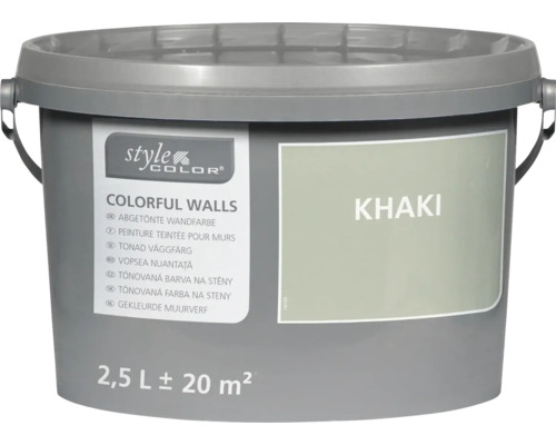 Farba na steny StyleColor Colorful Walls vo vedre s objemom 2,5 litra v khaki farbe
