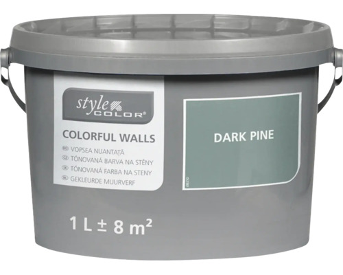 Jeden liter farby na steny Style Color Colorful Walls v odtieni Dark Pine