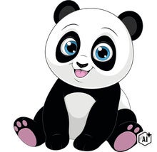 Roztomilá ilustrácia pandy ako nálepka na stenu do detskej izby. (Image AI modified or generated)