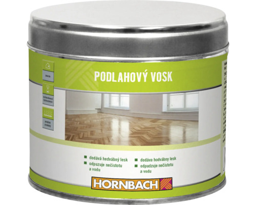 Dóza s podlahovým voskom pre interiéry pre hodvábny lesk, odpudzuje vodu a nečistoty, s logom Hornbach