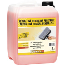 Kanister s akrylátovou hĺbkovou penetráciou na savé podklady, 5 litrov na 30 metrov štvorcových, vrátane loga Hornbach.
