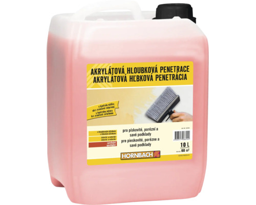 Akrylátová hĺbková penetrácia HORNBACH v 10 litrovom kanystri na spevnenie savých a poréznych podkladov v interiéri aj exteriéri.