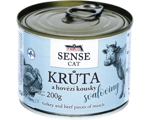 Konzerva Falco Sense Cat krmivo pre macky morcacie a hovadzie 200 gramov