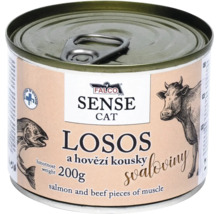 Konzerva pre mačky Falco Sense Cat s lososom a hovädzími kúskami 200 gramov