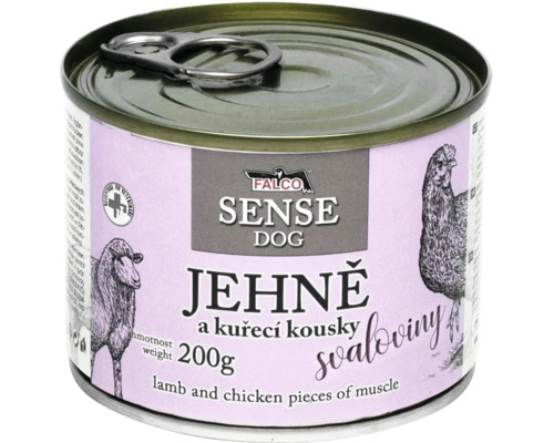Konzerva pre psov Falco Sense Dog jahňacie a kuracie mäso 200 gramov