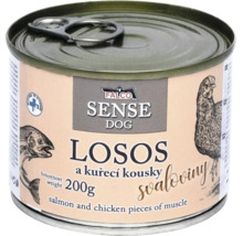 Konzerva pre psov Falco Sense Dog s lososom a kúskami kuracej svaloviny, obsah 200 gramov.