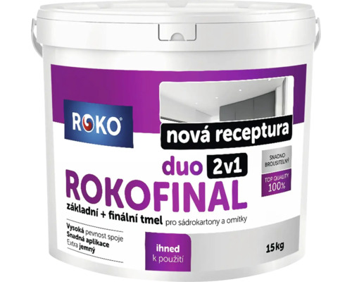 ROKO ROKOFINAL Duo 2v1 základný a finálny tmel na sadrokartón a omietky v pätnásťkilovom vedre