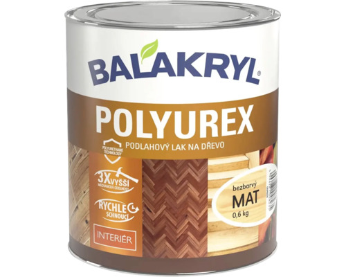 Plechovka Balakryl Polyurex matný lak na drevené podlahy 0,6 kilogramu do interiéru