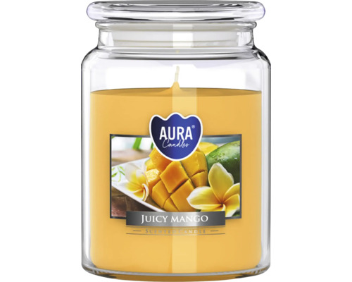 Vonná sviečka Aura Candles Juicy Mango v skle s vrchnákom